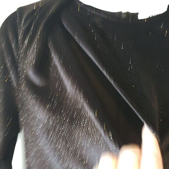 Sandro Black Crystal Rhinestone Buttons Sparkly Velvet Midi Dress Fall Gothic - Picture 10 of 12